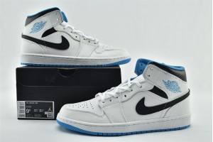 Air Jordan 1 Mid White Laser Blue 554724 141 Womens And Mens Shoes  
